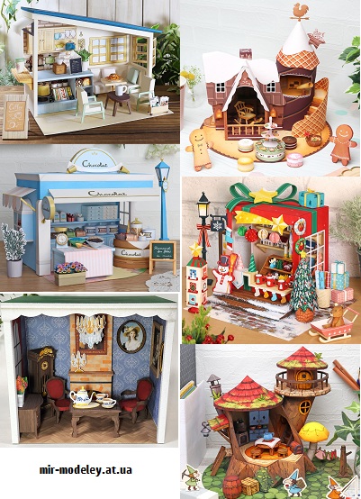 №9616 - Café, Candy House, Chocolate shop, Christmas market, Drawing room, Dwarf house (Canon) из бумаги — развертка (шаблон) papercraft скачать бесплатно | Мир бумажного моделирования