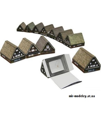 №9667 - Miniature Desktop Towns Shirakawa-go (Canon) из бумаги — развертка (шаблон) papercraft скачать бесплатно | Мир бумажного моделирования