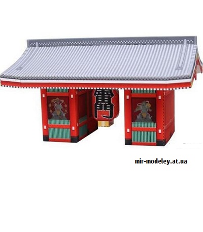 №9676 - Kaminarimon Gate of Senso-ji Temple, Japan Mini Version (Canon) из бумаги — развертка (шаблон) papercraft скачать бесплатно | Мир бумажного моделирования
