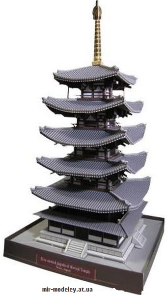 №9696 - Five storied pagoda of Horyuji Temple, Japan (Canon) из бумаги — развертка (шаблон) papercraft скачать бесплатно | Мир бумажного моделирования