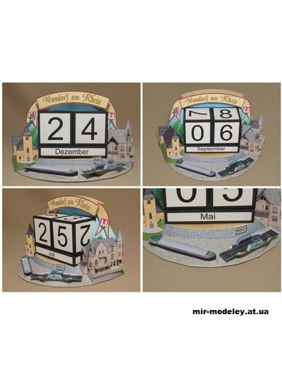 №1252 - Вечный календарь / Rheinkilometer Kalender (Mondorfer Bastelbogen) из бумаги — развертка (шаблон) papercraft скачать бесплатно | Мир бумажного моделирования