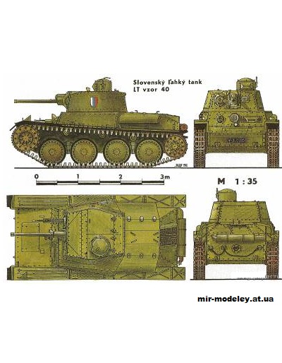 №1652 - Slovensky lahky tank LT vzor 40 (Elektron-Zenit 01-1997-1998) из бумаги — развертка (шаблон) papercraft скачать бесплатно | Мир бумажного моделирования