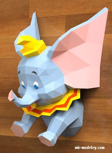№17846 - Дамбо, висящий на стене / Wall Hanging Dumbo из бумаги — развертка (шаблон) papercraft скачать бесплатно | Мир бумажного моделирования
