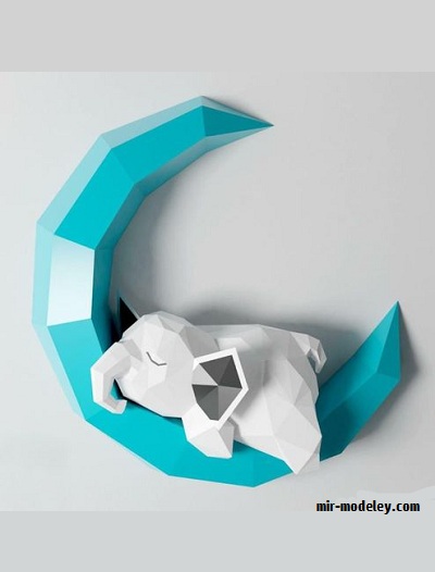 №17849 - Слоник на Луне / Elephant on Moon из бумаги — развертка (шаблон) papercraft скачать бесплатно | Мир бумажного моделирования