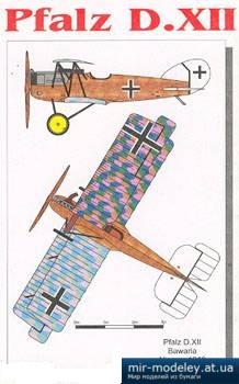 №2440 - Истребитель Pfalz D.XII (KEL 017) из бумаги — развертка (шаблон) papercraft скачать бесплатно | Мир бумажного моделирования